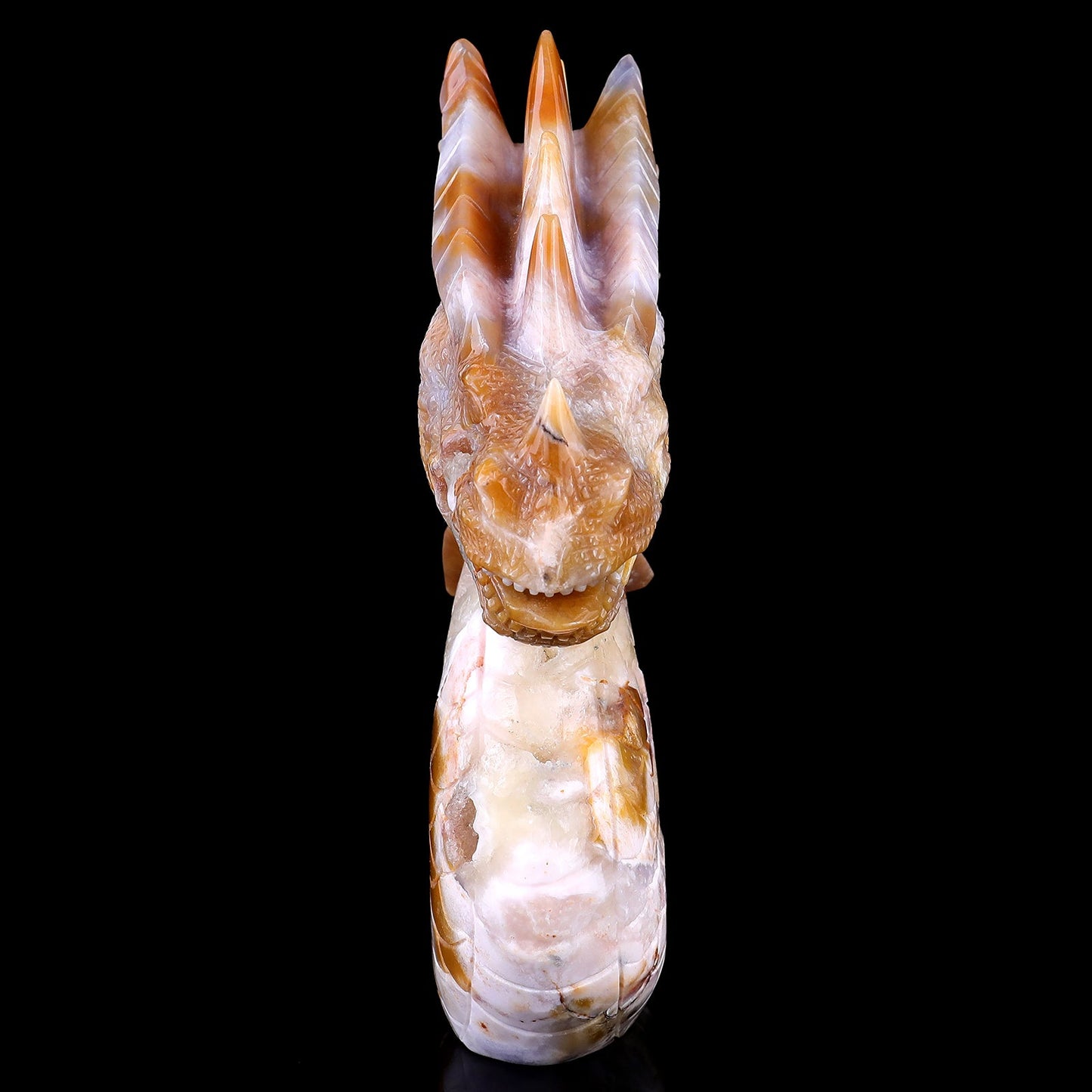 Nicedony Amazing 9.8" Chalcedony Hand Carved Crystal Dragon Sculpture - View 3