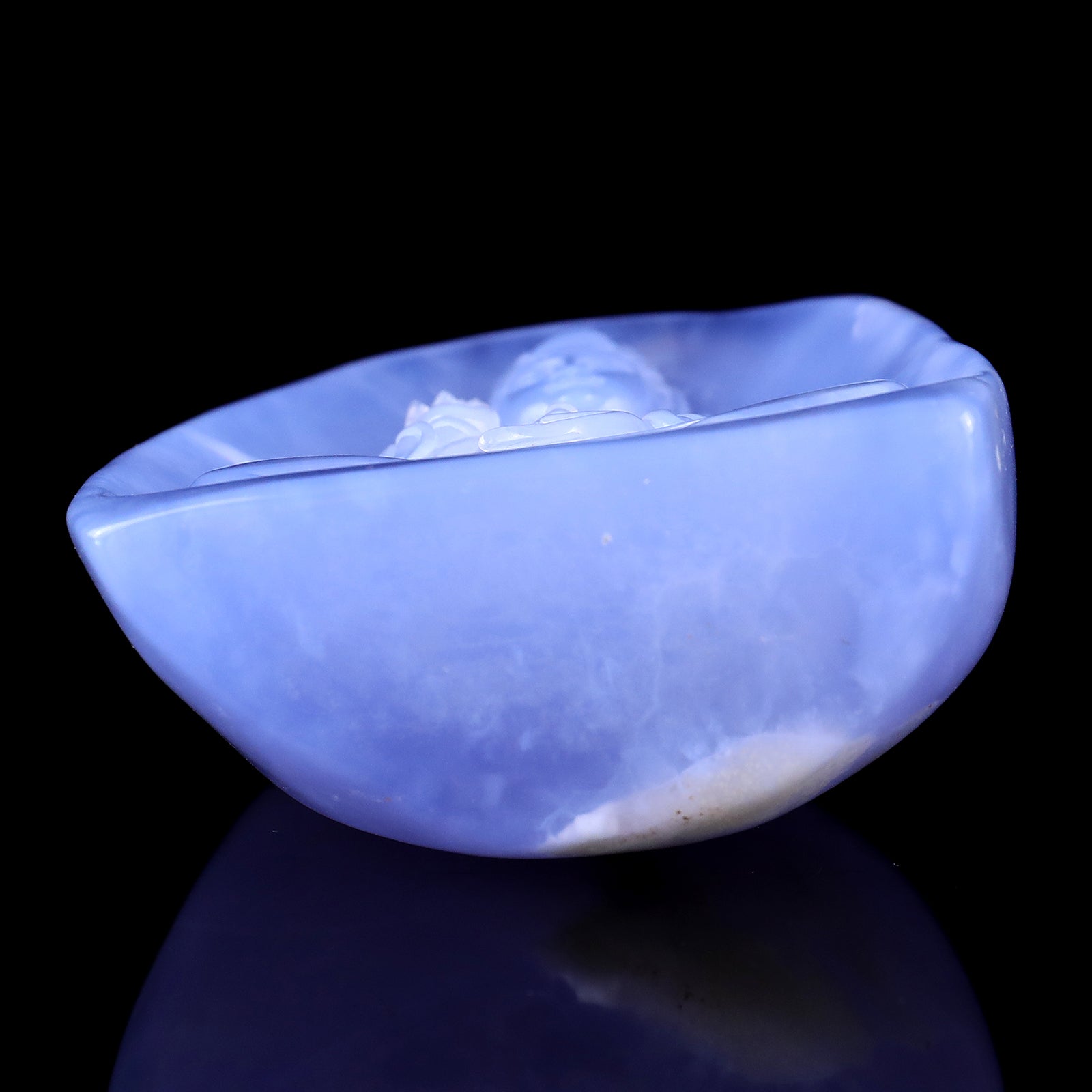 Nicedony Amazing Gemstone 3.6" Blue Chalcedony Hand Carved Crystal Kwan-yin Sculpture - View 7