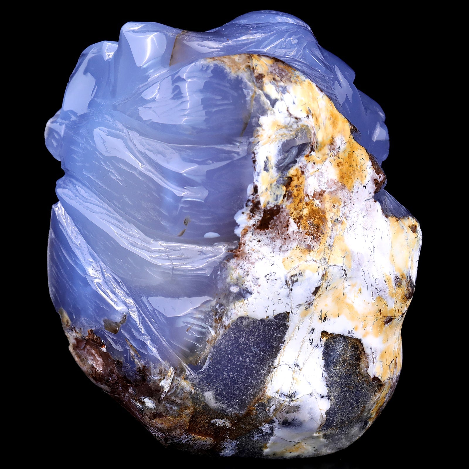 Nicedony Gemstone 6.1" Blue Chalcedony Hand Carved Lion Head - View 4