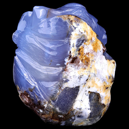 Nicedony Gemstone 6.1" Blue Chalcedony Hand Carved Lion Head - View 4