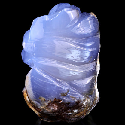 Nicedony Gemstone 6.1" Blue Chalcedony Hand Carved Lion Head - View 6