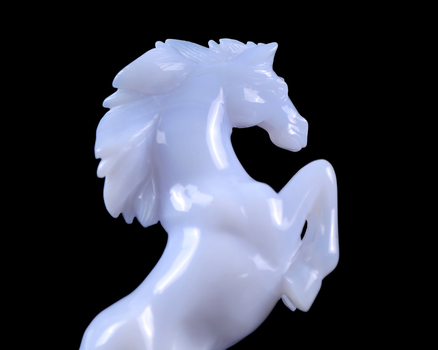Nicedony Gemstone 6.3" Blue Chalcedony Hand Carved Horse Sculpture - View 3