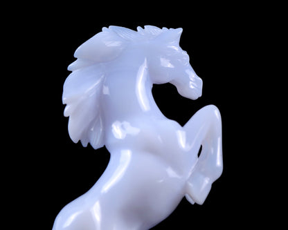 Nicedony Gemstone 6.3" Blue Chalcedony Hand Carved Horse Sculpture - View 3