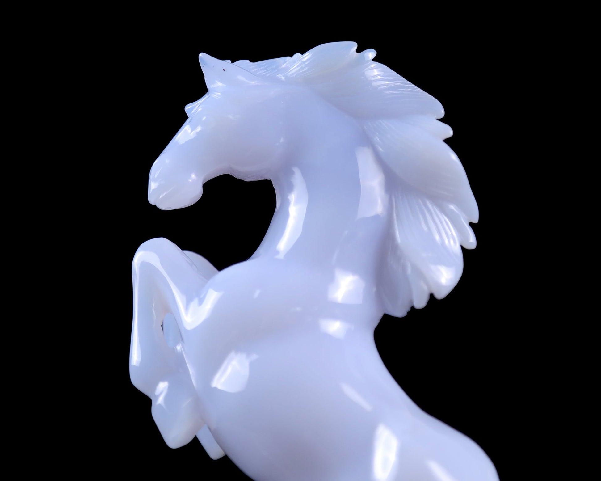 Nicedony Gemstone 6.3" Blue Chalcedony Hand Carved Horse Sculpture - View 2