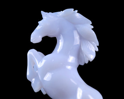 Nicedony Gemstone 6.3" Blue Chalcedony Hand Carved Horse Sculpture - View 2