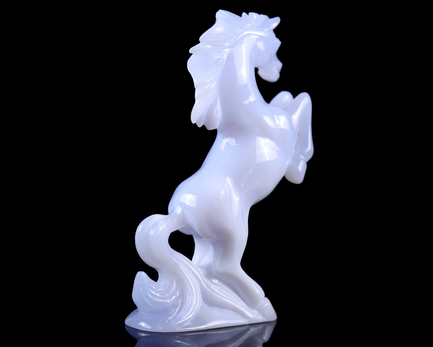Nicedony Gemstone 6.3" Blue Chalcedony Hand Carved Horse Sculpture - View 4