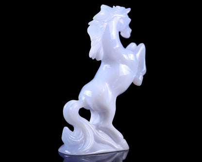 Nicedony Gemstone 6.3" Blue Chalcedony Hand Carved Horse Sculpture - View 4