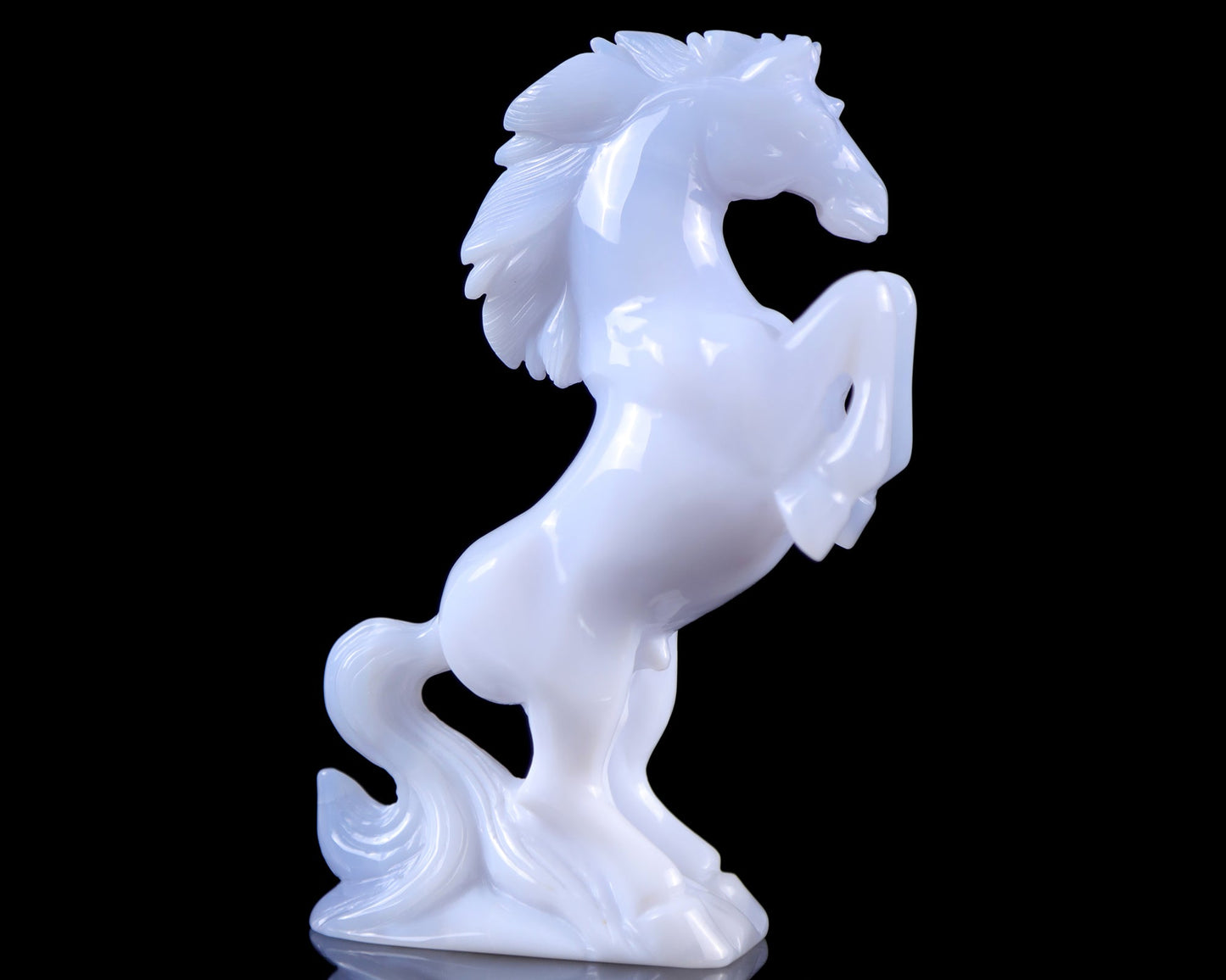 Nicedony Gemstone 6.3" Blue Chalcedony Hand Carved Horse Sculpture - View 6