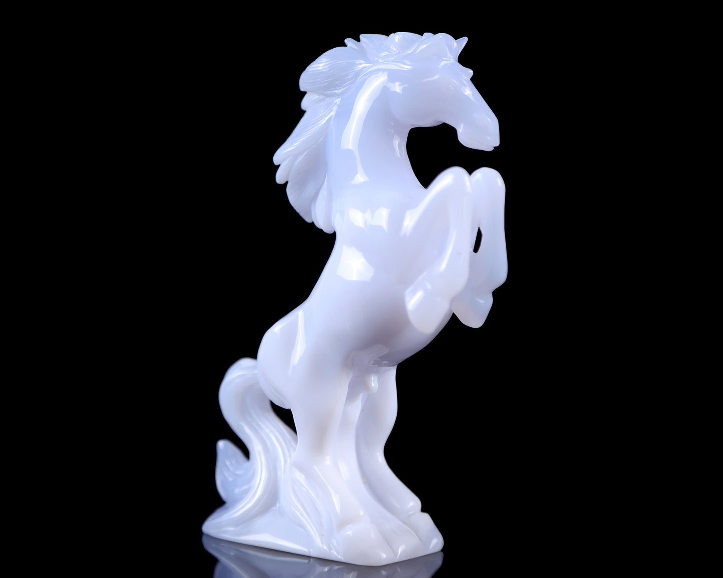 Nicedony Gemstone 6.3" Blue Chalcedony Hand Carved Horse Sculpture - View 11