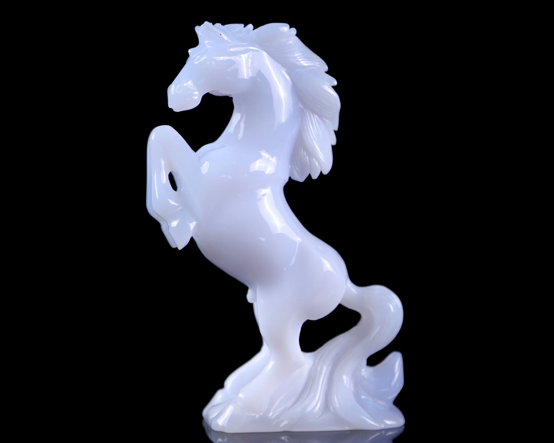 Nicedony Gemstone 6.3" Blue Chalcedony Hand Carved Horse Sculpture - View 10