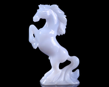 Nicedony Gemstone 6.3" Blue Chalcedony Hand Carved Horse Sculpture - View 10