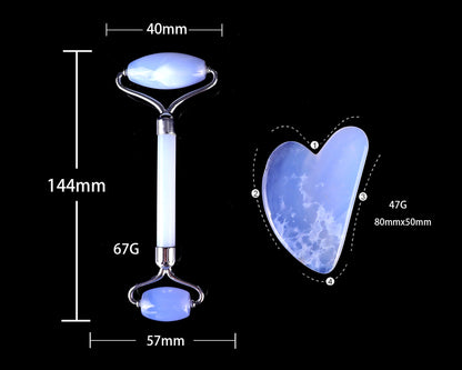 Nicedony Blue Chalcedony Hand Carved Crystal Massage Tool Sets - View 9