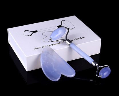 Nicedony Blue Chalcedony Hand Carved Crystal Massage Tool Sets - View 4