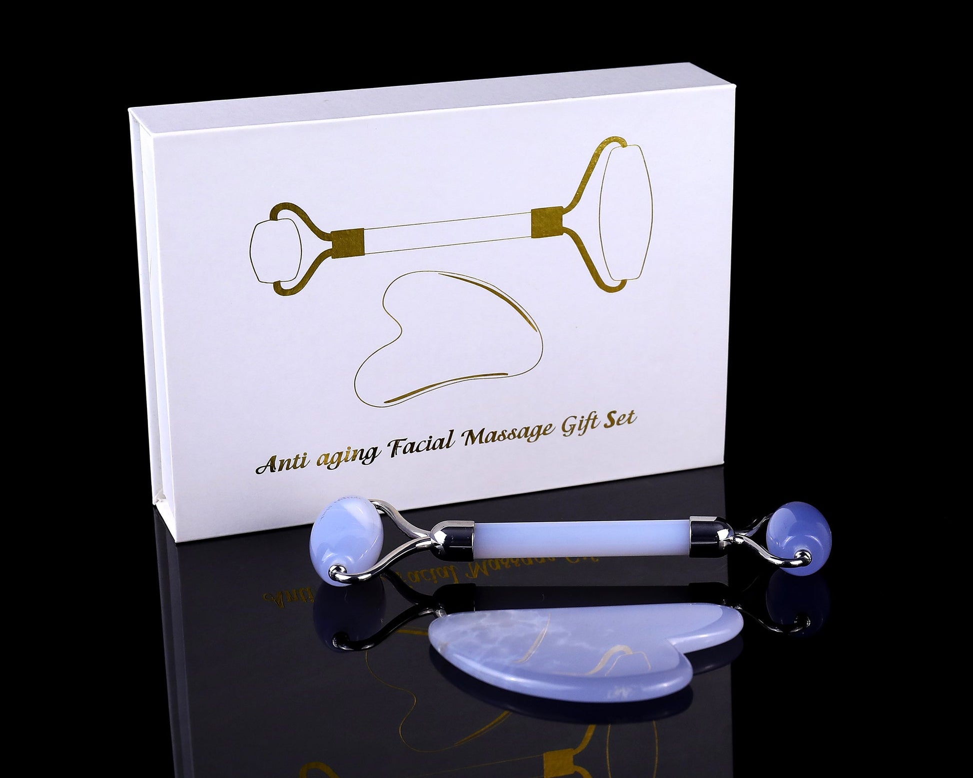 Nicedony Blue Chalcedony Hand Carved Crystal Massage Tool Sets - View 3