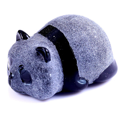 Nicedony Cute 1.9" Black Obsidian Hand Carved Crystal Panda Sculpture - View 9