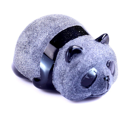Nicedony Cute 1.9" Black Obsidian Hand Carved Crystal Panda Sculpture