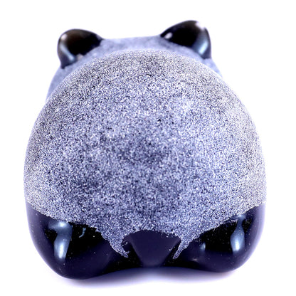 Nicedony Cute 1.9" Black Obsidian Hand Carved Crystal Panda Sculpture - View 5