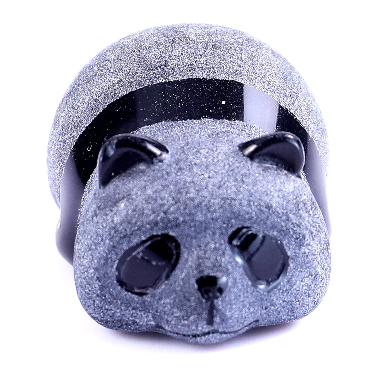 Nicedony Cute 1.9" Black Obsidian Hand Carved Crystal Panda Sculpture - View 2