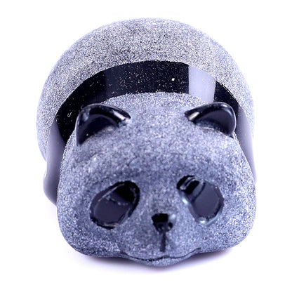 Nicedony Cute 1.9" Black Obsidian Hand Carved Crystal Panda Sculpture - View 2
