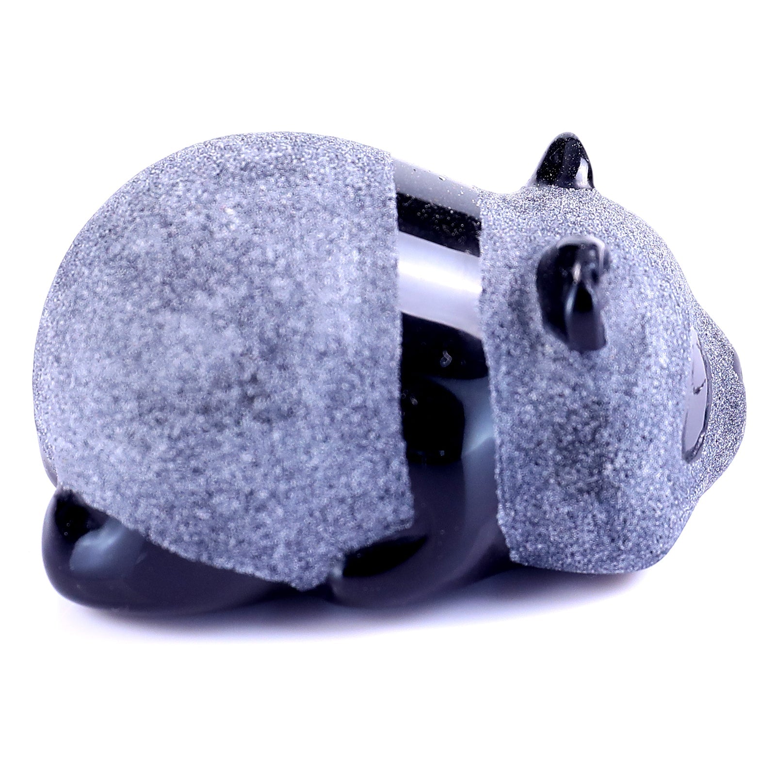 Nicedony Cute 1.9" Black Obsidian Hand Carved Crystal Panda Sculpture - View 3