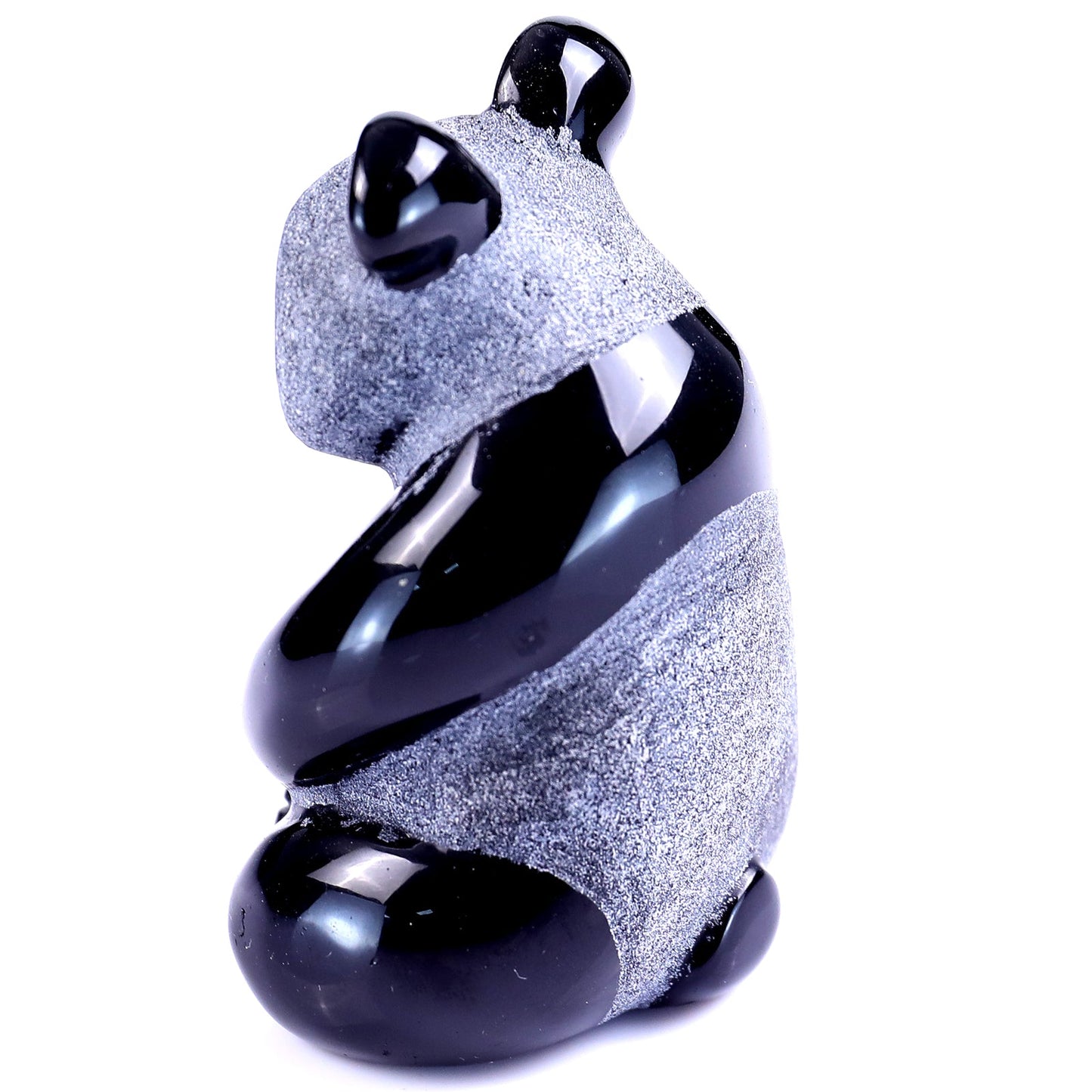 Nicedony Cute 2.9" Black Obsidian Hand Carved Crystal Panda Sculpture - View 6