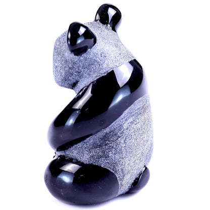 Nicedony Cute 2.9" Black Obsidian Hand Carved Crystal Panda Sculpture - View 6