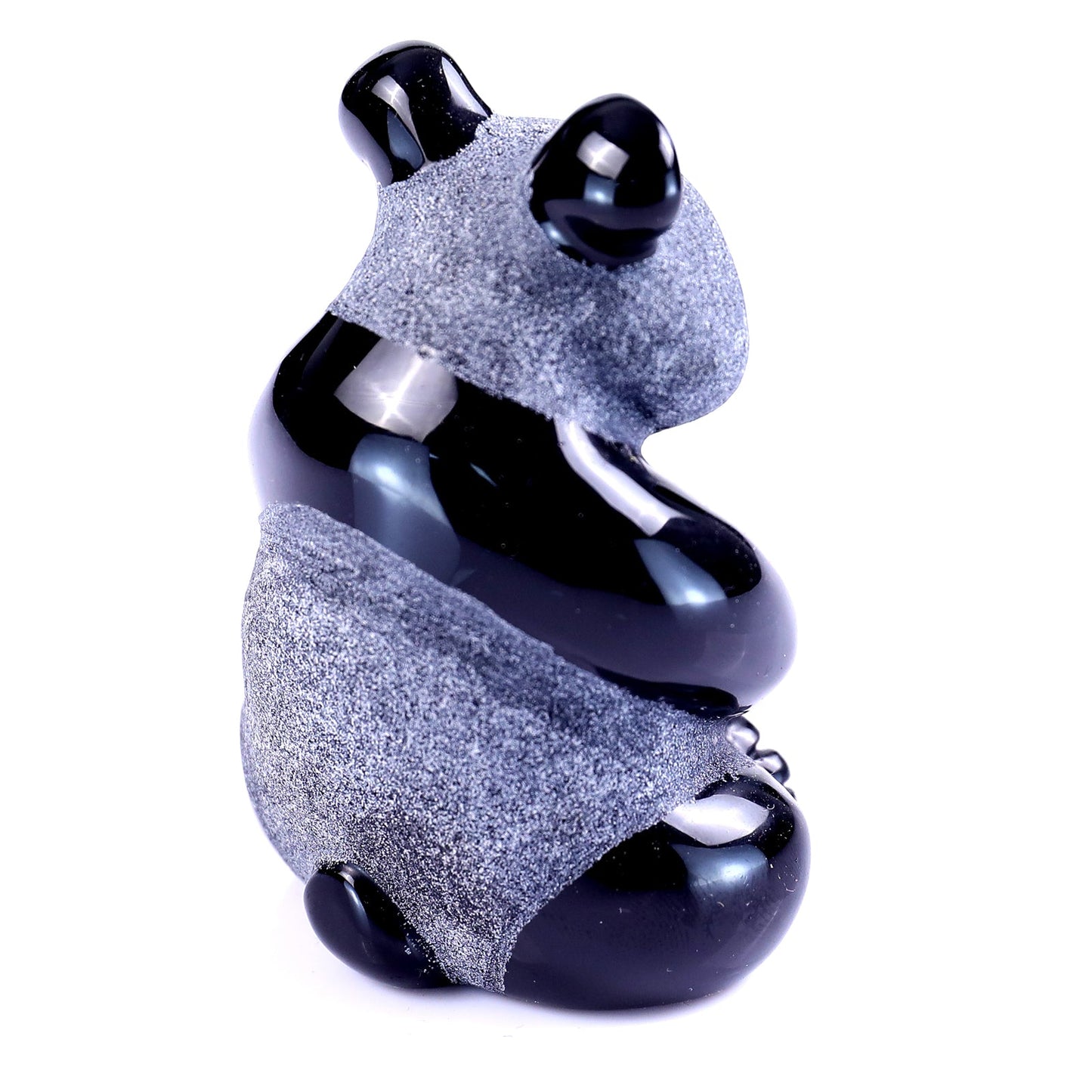 Nicedony Cute 2.9" Black Obsidian Hand Carved Crystal Panda Sculpture - View 4