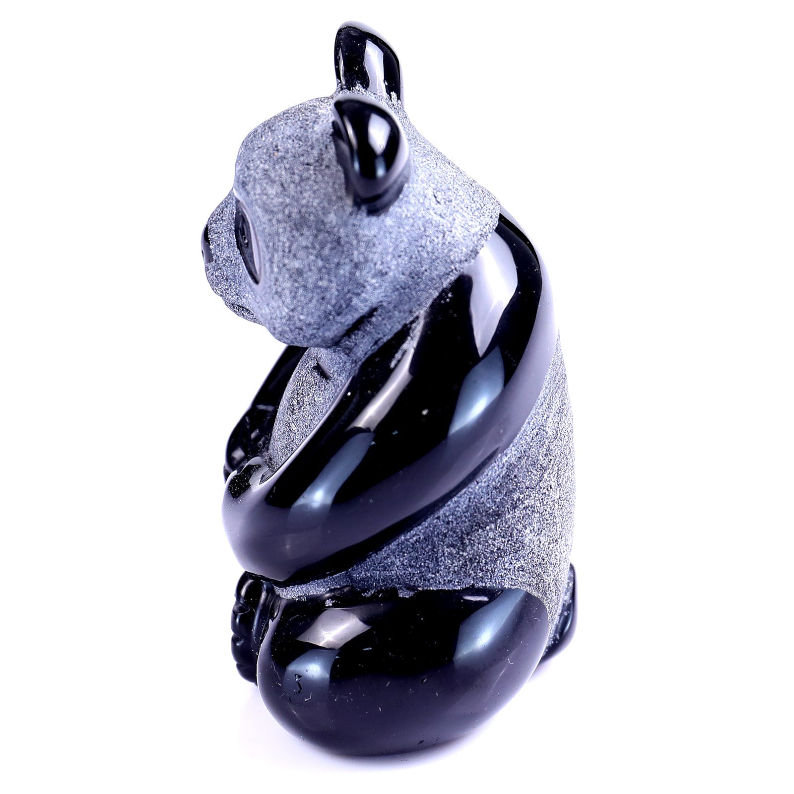 Nicedony Cute 2.9" Black Obsidian Hand Carved Crystal Panda Sculpture - View 7