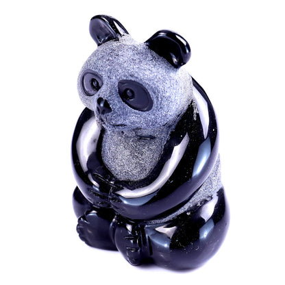 Nicedony Cute 2.9" Black Obsidian Hand Carved Crystal Panda Sculpture - View 9