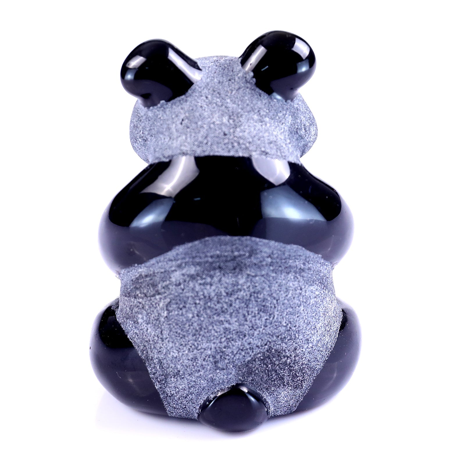 Nicedony Cute 2.9" Black Obsidian Hand Carved Crystal Panda Sculpture - View 5