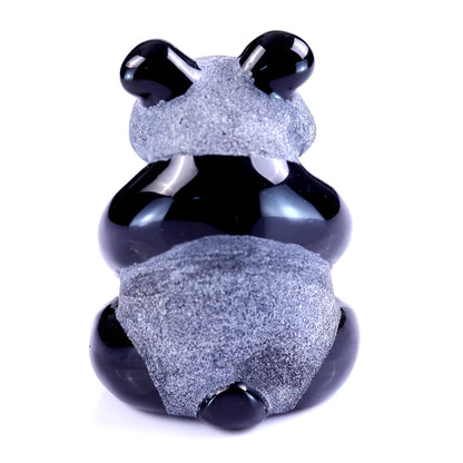 Nicedony Cute 2.9" Black Obsidian Hand Carved Crystal Panda Sculpture - View 5