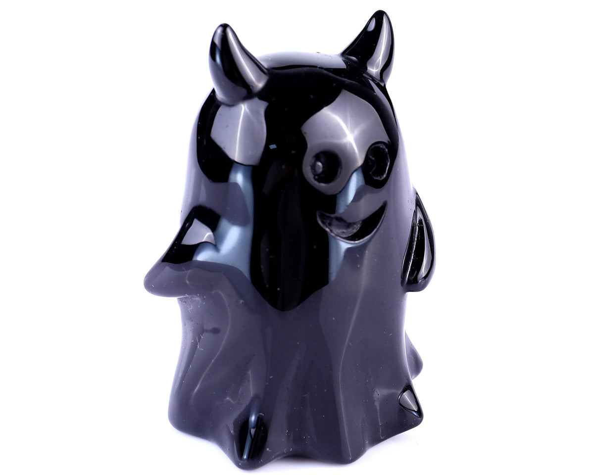 Nicedony 3.0" Black Obsidian Hand Carved Crystal Ghost Sculpture (SKU: 3100057) - Photo 2