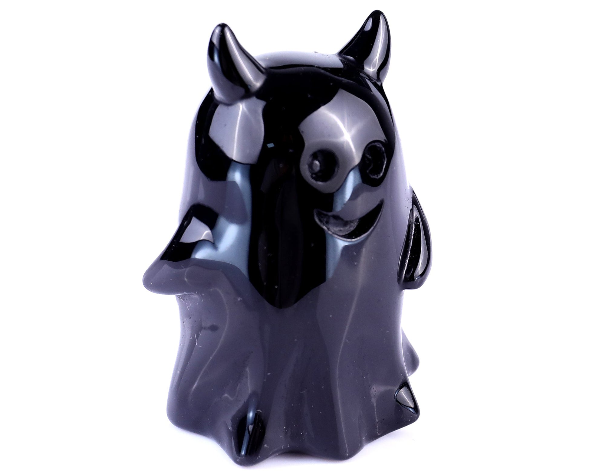 Nicedony 3.0" Black Obsidian Hand Carved Crystal Ghost Sculpture - One set for three