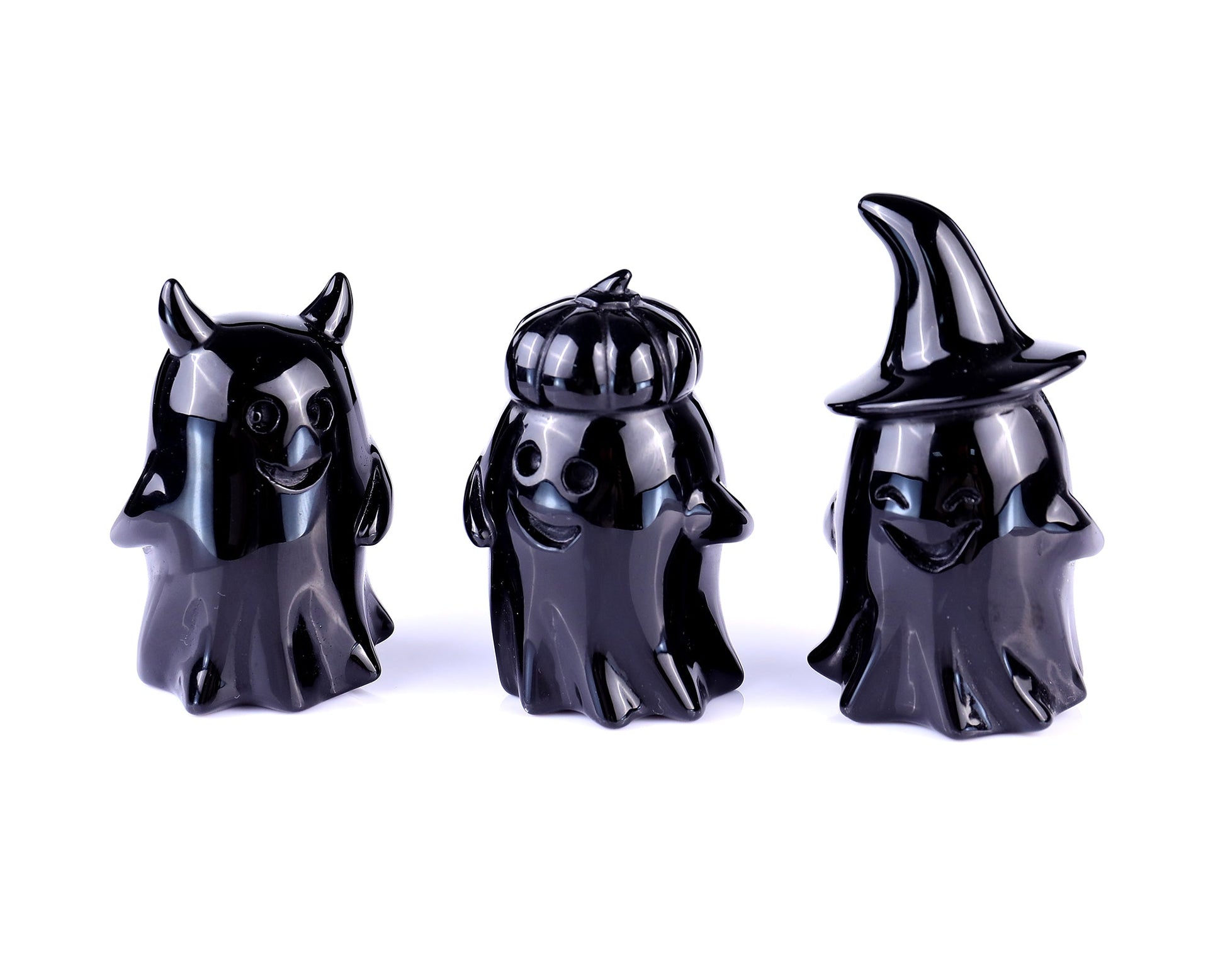 Nicedony 3.0" Black Obsidian Hand Carved Crystal Ghost Sculpture - View 9