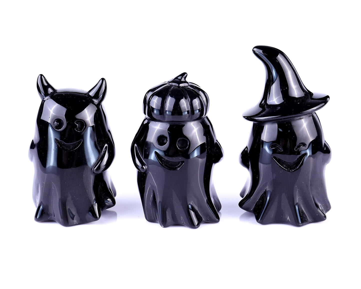 Nicedony 3.0" Black Obsidian Hand Carved Crystal Ghost Sculpture - View 8