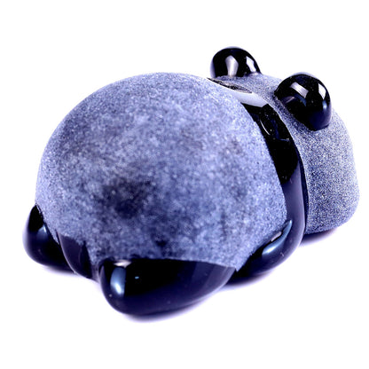Nicedony Cute 3.0" Black Obsidian Hand Carved Crystal Panda Sculpture - View 13