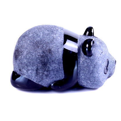 Nicedony Cute 3.0" Black Obsidian Hand Carved Crystal Panda Sculpture - View 12