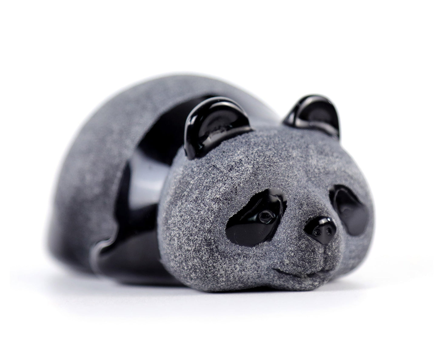 Nicedony Cute 3.0" Black Obsidian Hand Carved Crystal Panda Sculpture - #1100271