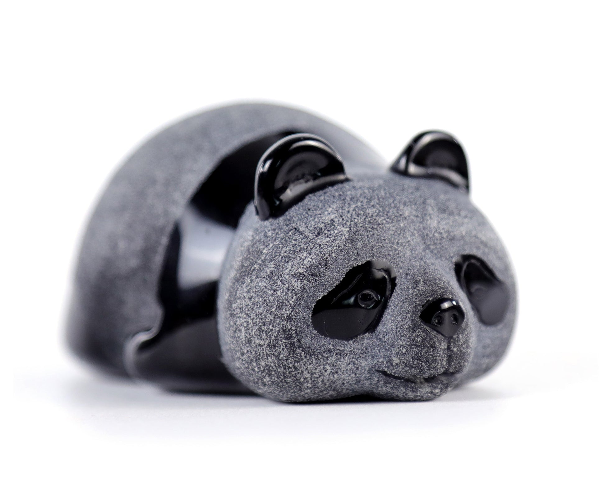 Nicedony Cute 3.0" Black Obsidian Hand Carved Crystal Panda Sculpture - #1100271