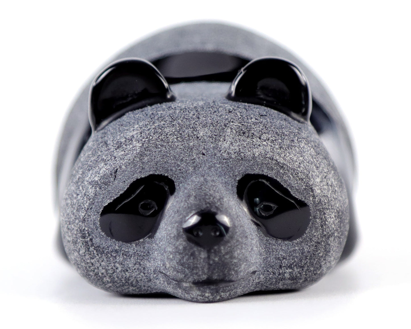 Nicedony Cute 3.0" Black Obsidian Hand Carved Crystal Panda Sculpture - #3100002