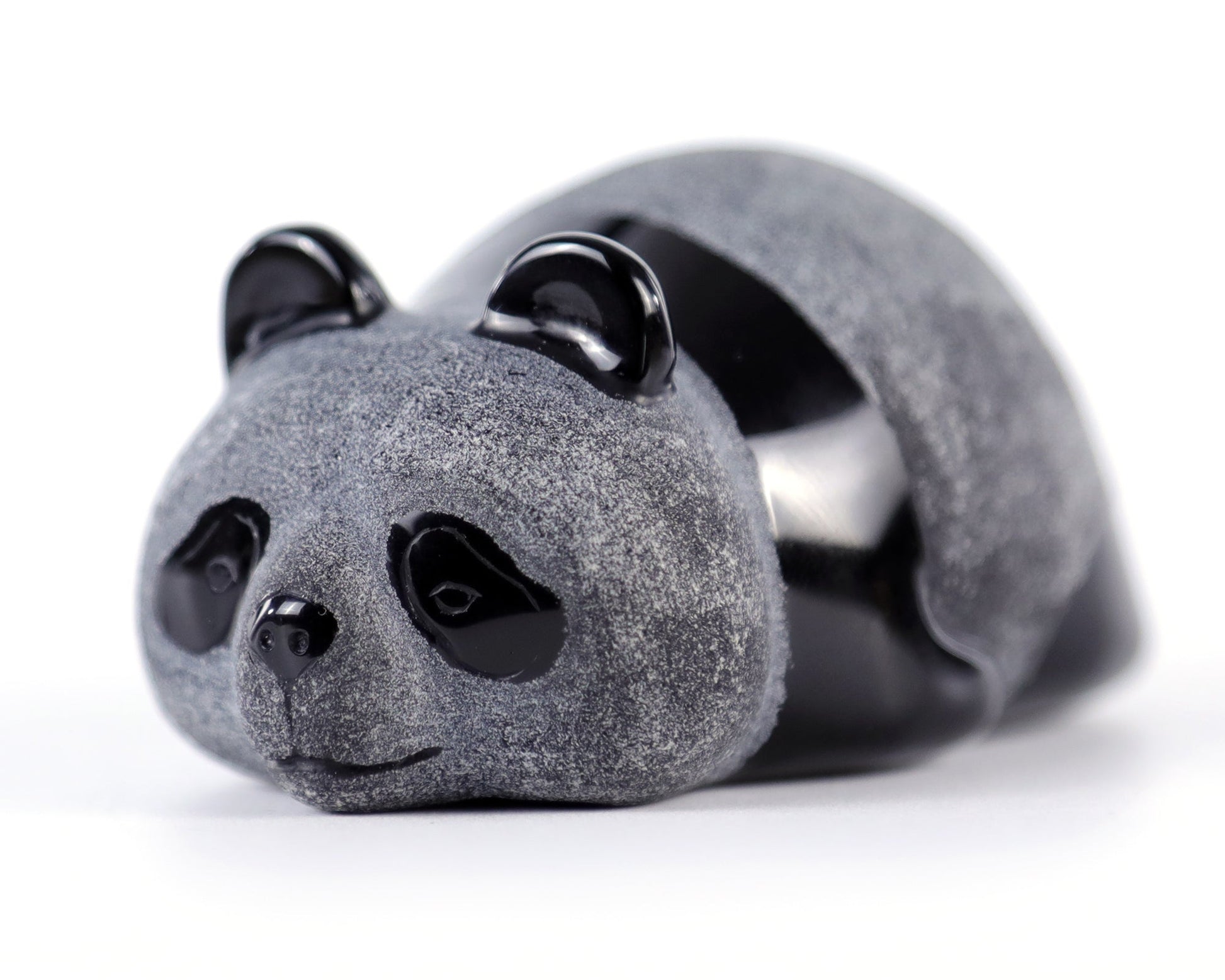 Nicedony Cute 3.0" Black Obsidian Hand Carved Crystal Panda Sculpture - View 6