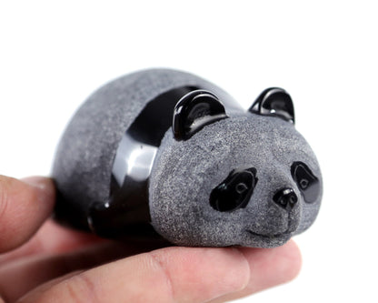 Nicedony Cute 3.0" Black Obsidian Hand Carved Crystal Panda Sculpture - View 9