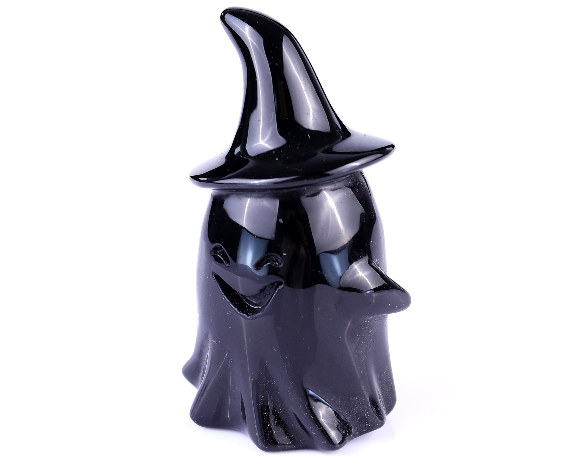 Nicedony 3.5" Black Obsidian Hand Carved Crystal Ghost Sculpture - View 7