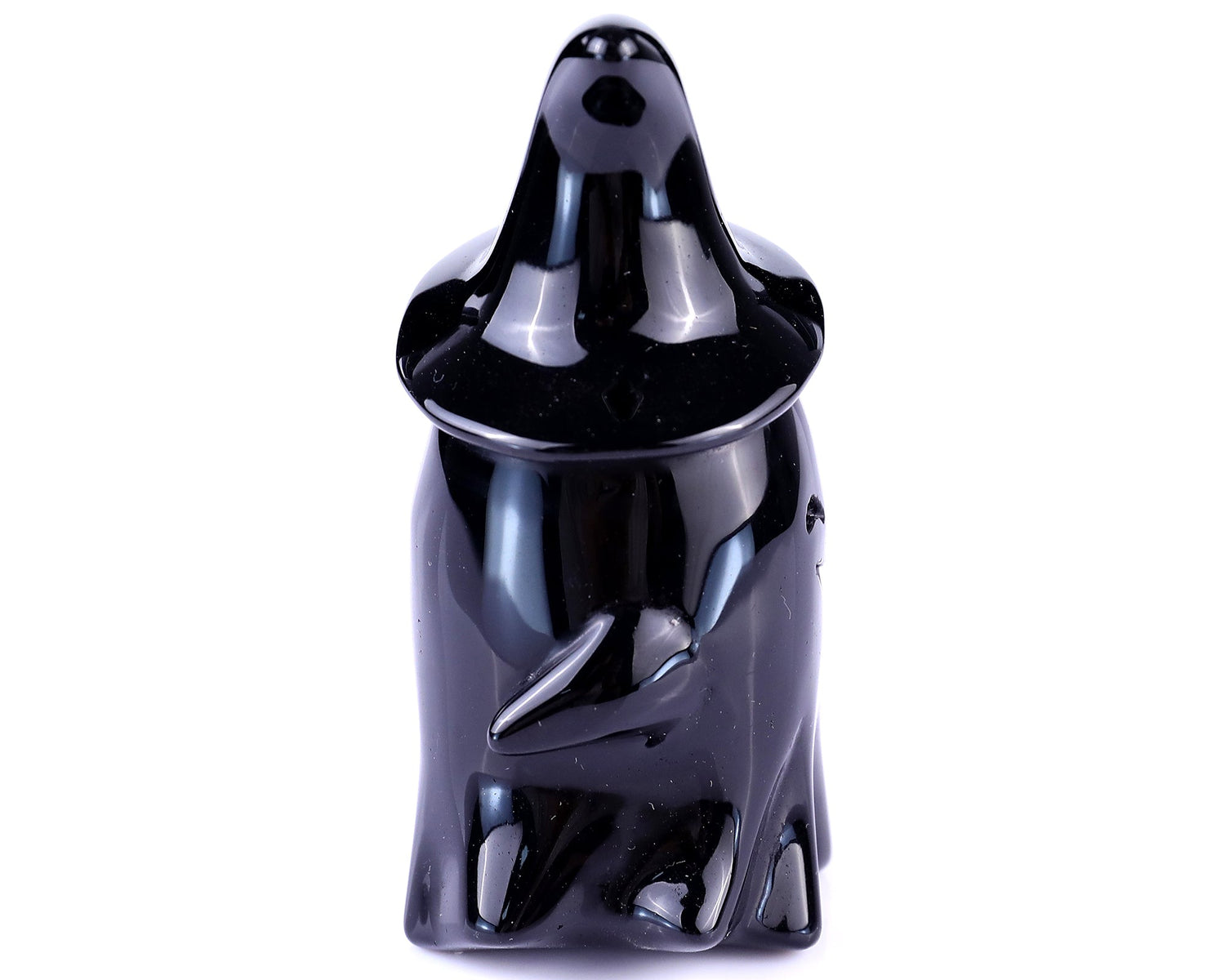 Nicedony 3.5" Black Obsidian Hand Carved Crystal Ghost Sculpture (SKU: 3100056) - Photo 3