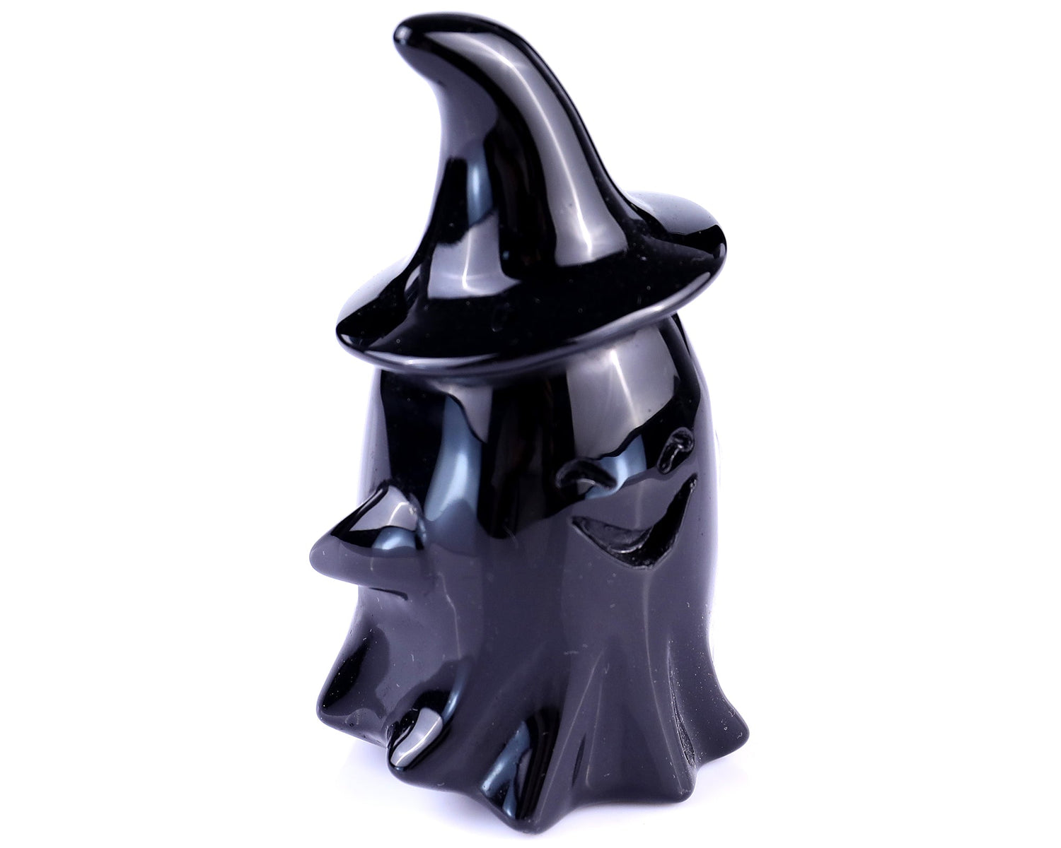 Nicedony 3.5" Black Obsidian Hand Carved Crystal Ghost Sculpture (SKU: 3100056) - Photo 2