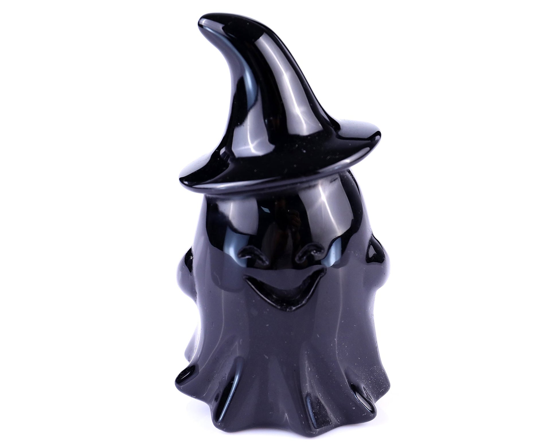 Nicedony 3.5" Black Obsidian Hand Carved Crystal Ghost Sculpture - Single one