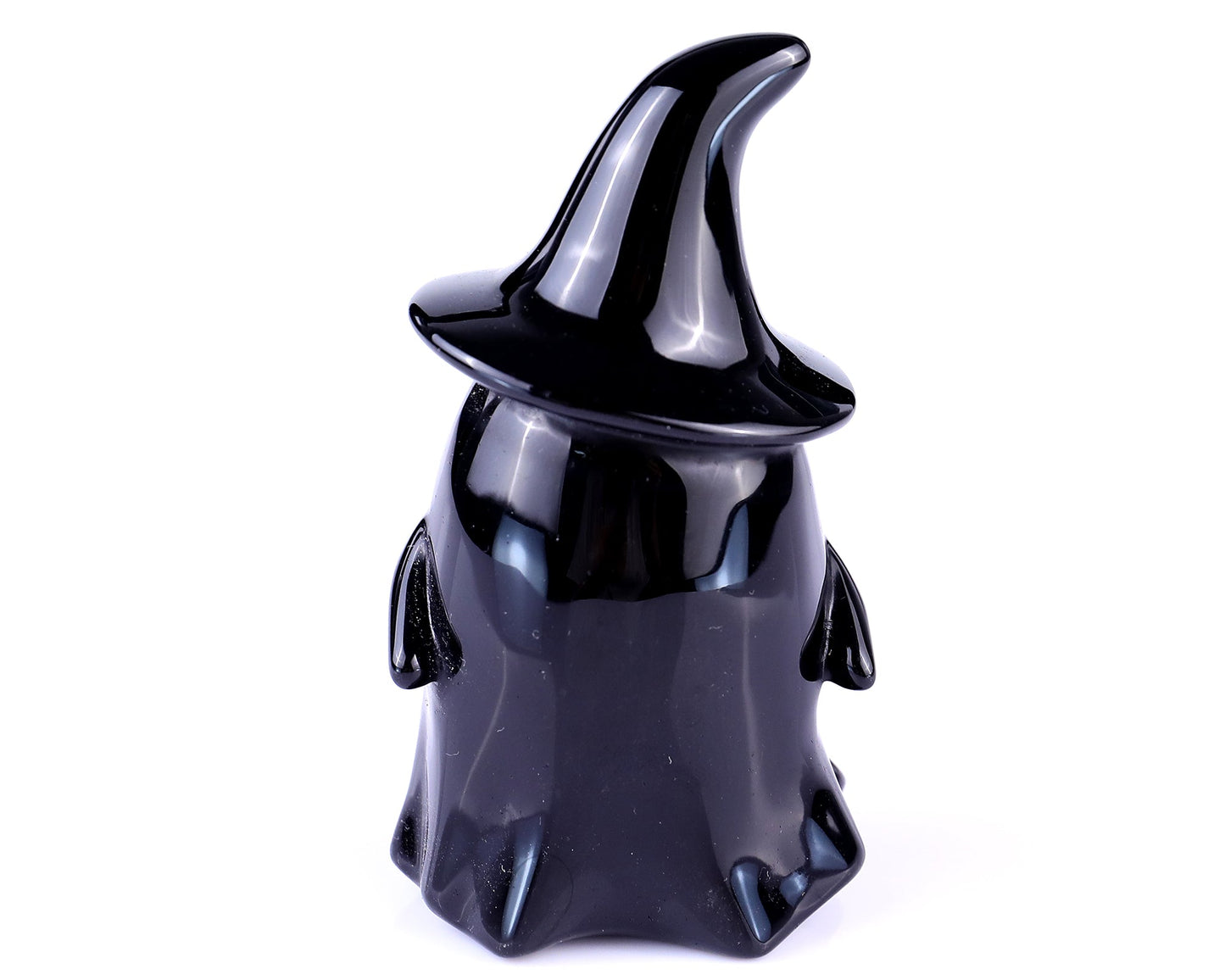 Nicedony 3.5" Black Obsidian Hand Carved Crystal Ghost Sculpture - View 5