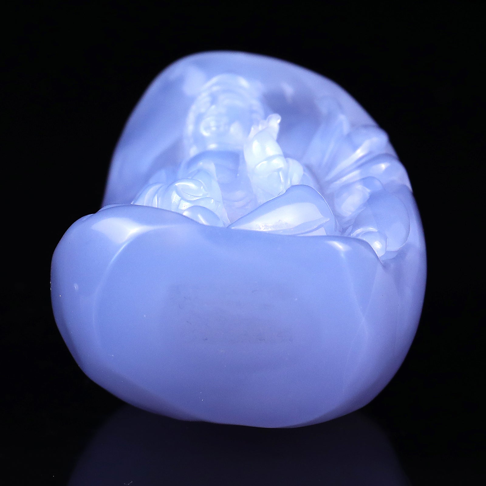 Nicedony Gemstone 3.2" Blue Chalcedony Hand Carved Crystal Kwan-yin Sculpture - View 6
