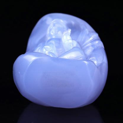 Nicedony Gemstone 3.2" Blue Chalcedony Hand Carved Crystal Kwan-yin Sculpture - View 6