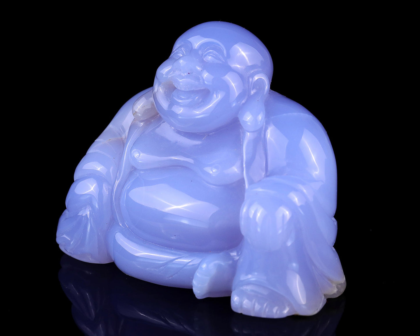 Nicedony Gemstone 3.9" Blue Chalcedony Hand Carved Buddha Sculpture - View 7